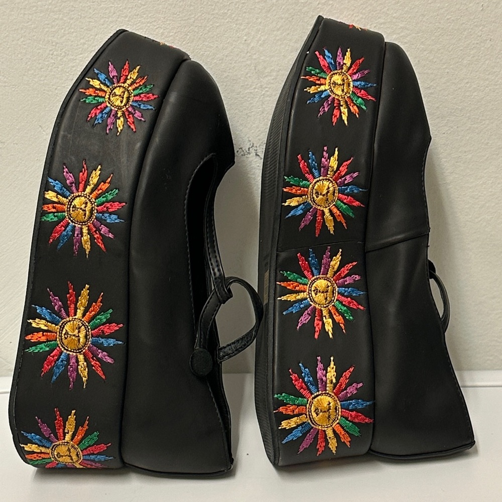 FARM Rio Platform Ballerina Mary Jane Black Flats with Colorful Accents, so nice - Picture 10 of 10